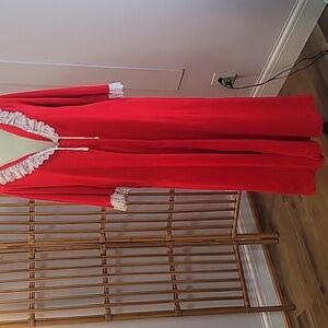 Saks Fifth Avenue vintage red gown white lace collar sz S Christmas David Brown